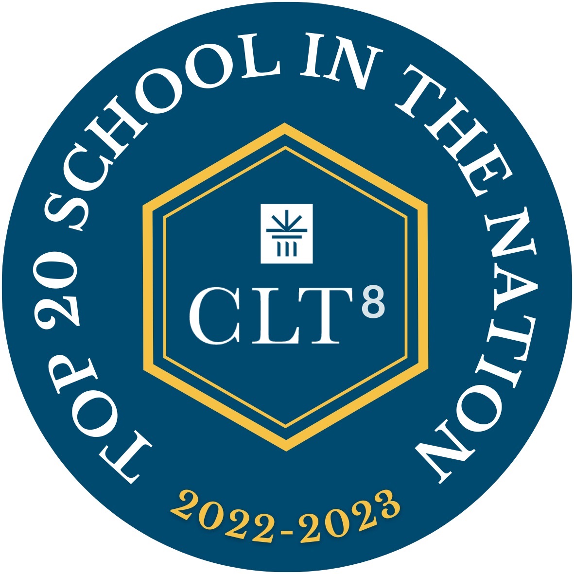 CLT8 badge: Top 20 School in the Nation, 2022–2023.